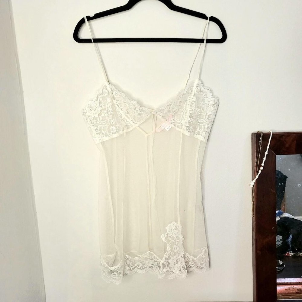 Victoria's Secret,  dainty lace pearl white translucent see thru slip/lingerie
